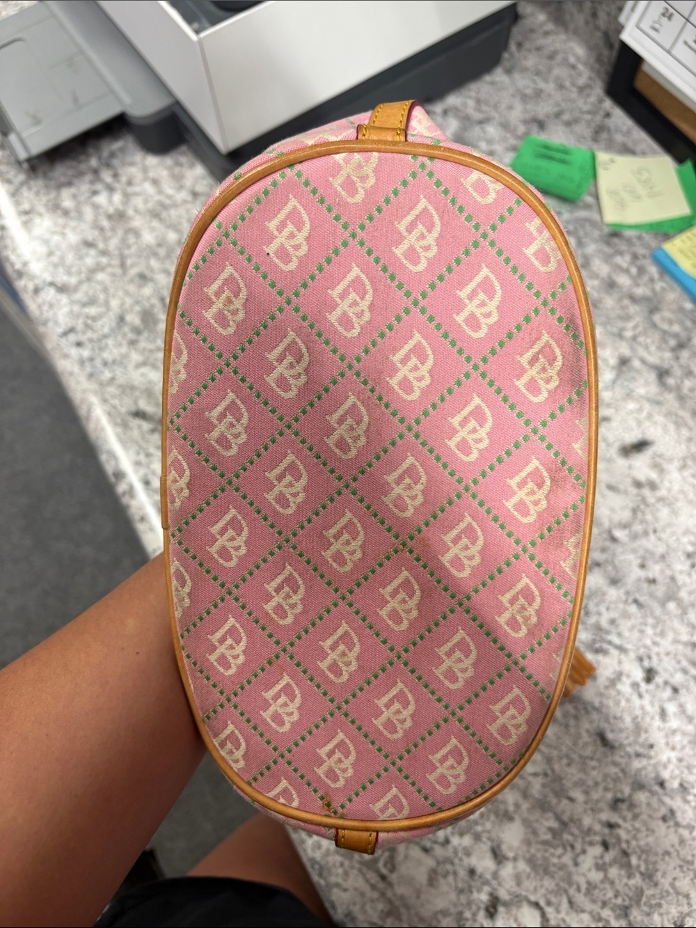 Vintage Dooney & Bourke Pink/Kelly Green shoulder bag - Picture 8 of 8